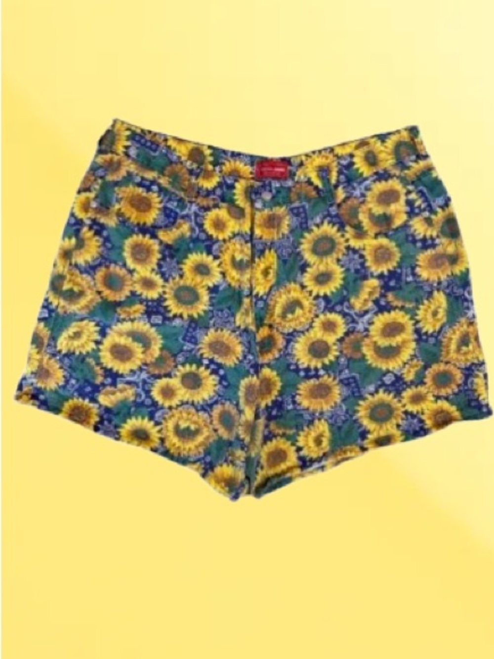 Vintage 90s Venezia Jeans Sunflower Paisley Bandana Womens Denim Shorts- size 24